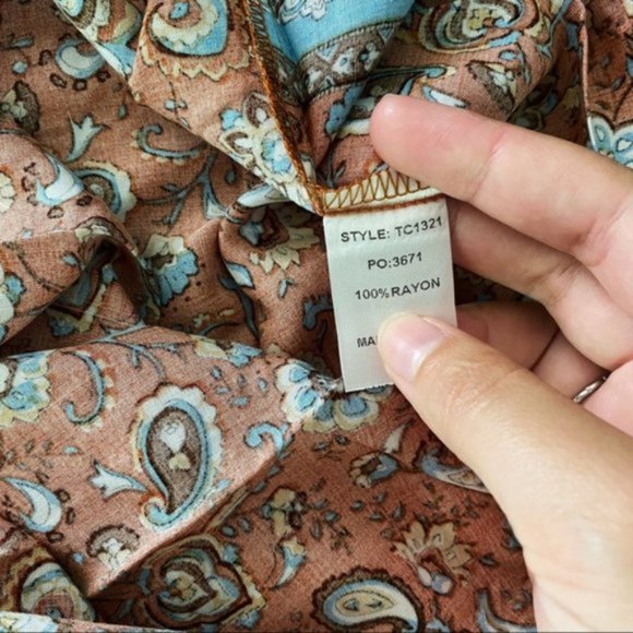 Gigio | Hannah Terracotta Clay Rust Bohemian Peasant Top Tassel Paisley Small - Picture 13 of 14